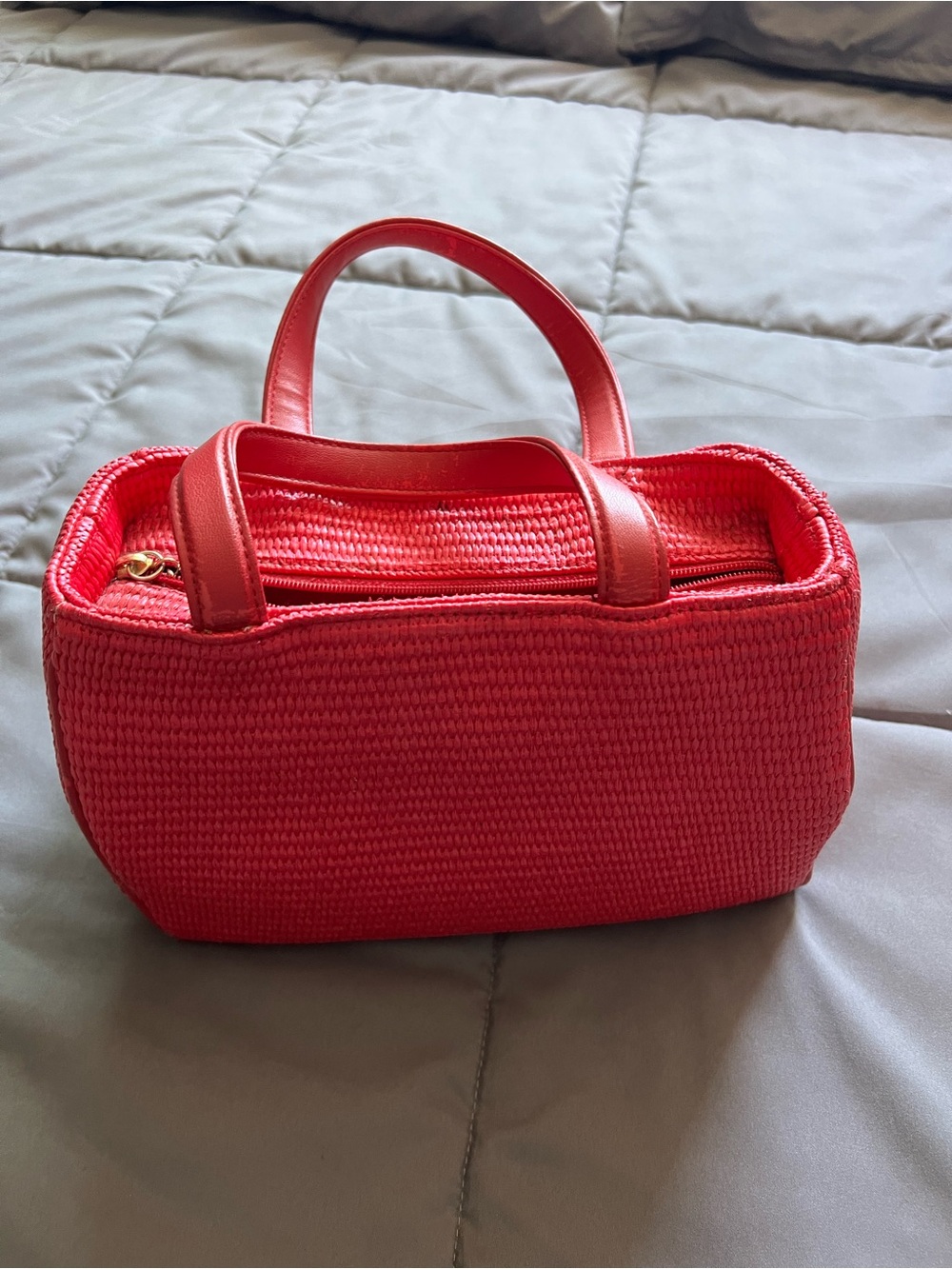 Hot Pink Woven Top-Handle Tote Bag
